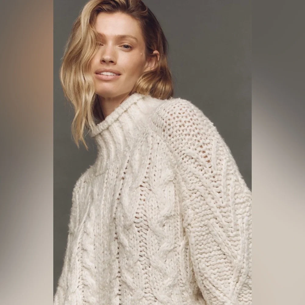 NWT ANTHROPOLOGIE Fisherman Sweater ~ Size Small - Picture 3 of 6